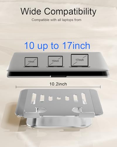 Laptop Stand for Desk Adjustable Computer Stand Foldable Laptop Riser Notebook Holder Adjustable Height for MacBook PC Computer Notebook Office Desk Accessories 10-17 Inch - color: Silver