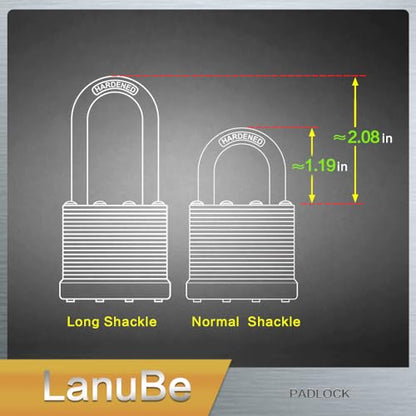 LanuBe Laminated Keyed Alike Padlock 48 Pack 1.6-in Wide Standard Shackle | Brass cylinder with keyed alike design.One key opens all locks. Black ，Standard shackle for gates, sheds,hasps ＆ toolboxes - size: 48 Pack Black