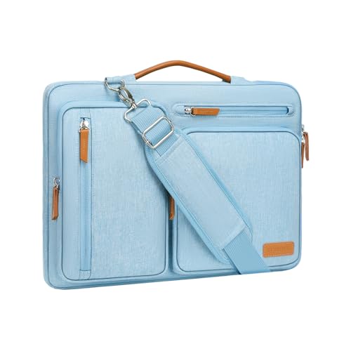 MOSISO 360 Protective Laptop Shoulder Bag, 15-16 inch Computer Bags | Compatible with MacBook Pro 16 inch, HP, Dell, Lenovo, Asus, Side Open Messenger Bag with 4 Zipper Pockets, Air Blue - color: Air Blue, size: 16 inch