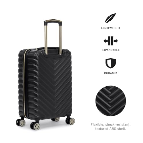 Kenneth Cole REACTION Madison Square Lightweight Hardside Chevron Expandable Spinner Luggage, Black, 24-Inch Checked - color: Black, size: 24-Inch Checked