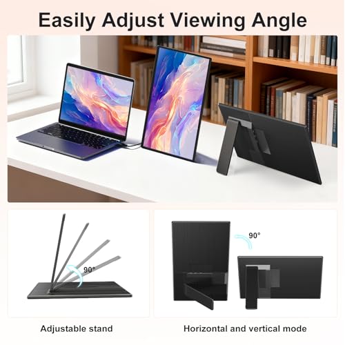 Portable Monitor 16" 1200P FHD Laptop Screen Extender, Horizontal Vertical Monitors with External Speakers, 100% sRGB Plug & Play Computer Gaming Travel Second Screen for Wins Mac Phone PS5 Xbox - style: 16" Monitor-L5