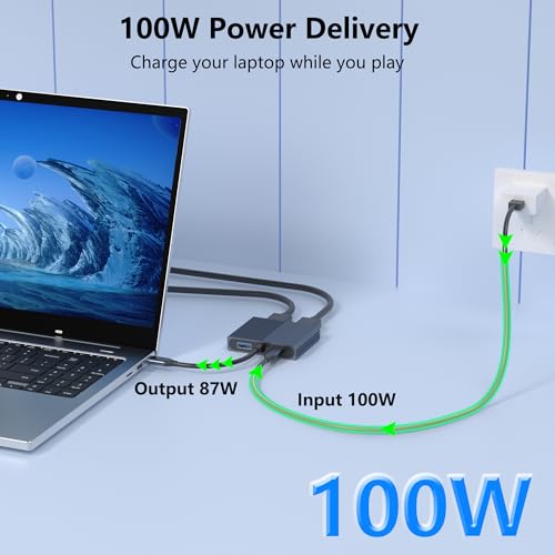 HDMI Splitter for Dual Monitors, Dual HDMI Adapter for 2 Monitors with USB3.0, 100W PD, HDTV Splitter Extended Display, USB C Hub Multiple Port, Laptop Docking Station for Dell/HP/Mac - style: 4 IN 1 HDMI+HDMI