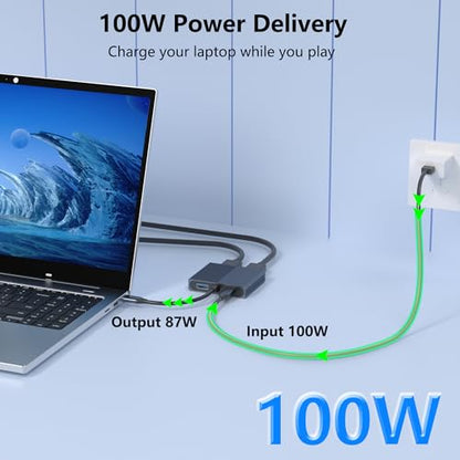 HDMI Splitter for Dual Monitors, Dual HDMI Adapter for 2 Monitors with USB3.0, 100W PD, HDTV Splitter Extended Display, USB C Hub Multiple Port, Laptop Docking Station for Dell/HP/Mac - style: 4 IN 1 HDMI+HDMI