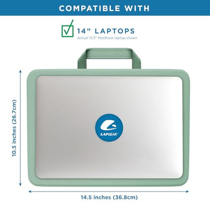 LAPGEAR Compact Lap Desk – Sage Green, Fits 14" Laptops | Microbead Cushion, Built-In Pencil Slot, Carry Handle, Fits Standard Letter-Size Paper (8.5" × 11") - color: Sage Green, size: 14″ Laptop (Compact)
