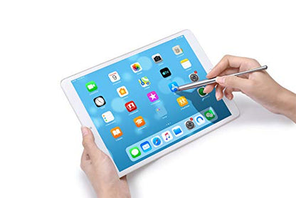 Slim Waist Stylus Pens for Touch Screen, Compatible with iPad, iPhone, Kindle Fire, 8 Extra Replaceable Hybrid Fiber Tips (Black,Silver,Blue, Red) - color: Black