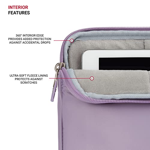 SwissGear Padded Zippered Laptop Sleeve, Micro-Twill Laptop Case with Zippered Front Compartment & Fleece Lining - color: Lilac, size: 13-Inch