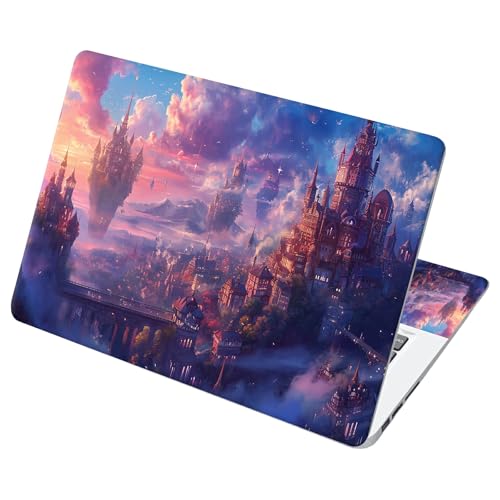 Universal Laptop Skin Sticker with 2 Wrist Pad Decals, 3-Piece Removable Vinyl Laptop Cover, Fantasy Castle Waterproof Anti-Scratch, Easy-Trim Fit for 13.3" 14" 15.6" Laptops - color: Fantasy Castle