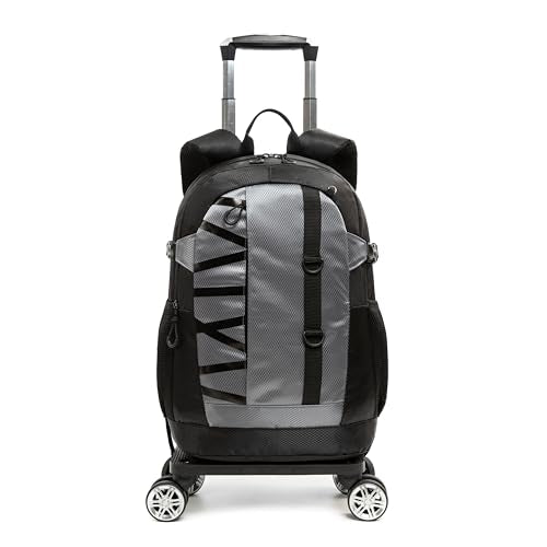 HTgroce Rolling Backpack with Wheels for Boys Roller Wheels Backpacks Big Kids Laptop Luggage Travel Suitcase for Teen Boys - color: 04