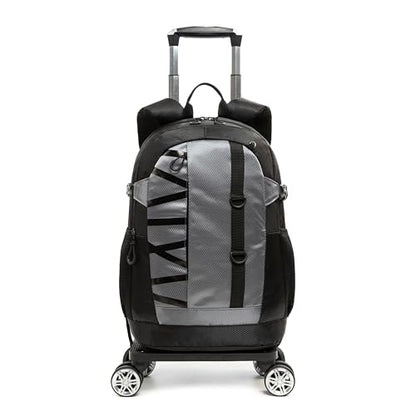 HTgroce Rolling Backpack with Wheels for Boys Roller Wheels Backpacks Big Kids Laptop Luggage Travel Suitcase for Teen Boys - color: 04