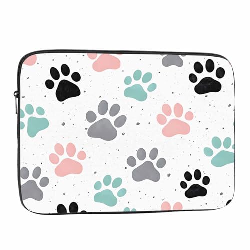 Laptop Sleeve Bag 15.4 15.6 Inch,Dog Paw Prints Colorful Dog Footprint Protective Polyester Computer Cases Laptop Cover Briefcase Bag Tablet Travel Cover - color: LPS-028