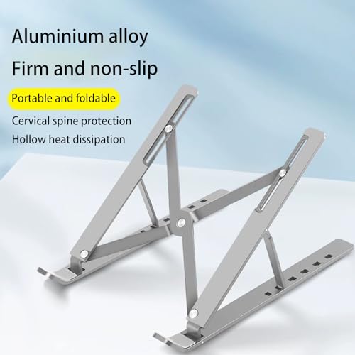 Laptop Stand for Desk, Adjustable Laptop Riser Aluminum Alloy+Silicone Foldable Portable Notebook Holder, Ventilated Cooling Notebook Mount Computer Stand for 10-15.6 inch Laptops