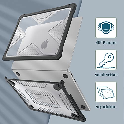 Fintie Case for MacBook Air 13.6 Inch A3449 A3240 A3113 A2681 (2022 2023 2024 2025 2026 Release) - Heavy Duty Rugged Hard Shell Case Cover for MacBook Air 13 Inch M2 M3 M4 M5 Chip, Clear - color: Clear