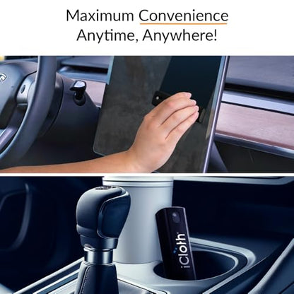 iCloth 2-in-1 Screen Cleaner Spray with Built-in Microfiber Cloth for Laptops, Tablets, Phones, Car Screens, and Touchscreens, Streak-Free & Anti-Smudge, Large 0.68 fl oz (20ml) Bottle