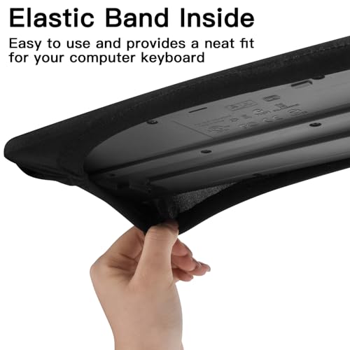 Keyboard Dust Cover for 75% 80% 96% Full Size PC Keyboards | Stretch Fabric Anti-Dust Keyboard Sleeve, Dustproof Protector Fits 14.9"x5.9" to 19.5"x7.5" Keyboards, Black, Size M - size: M