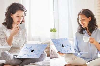 Tuiklol for MacBook Air 13 inch Case M5 2026 M4 2025 M3 2024 M2 2022 Release Model A3449 A3240 A3113 A2681,Plastic Hard Shell Cover for MacBook Air 13.6 with Touch ID, Blue Bow - color: Blue bow