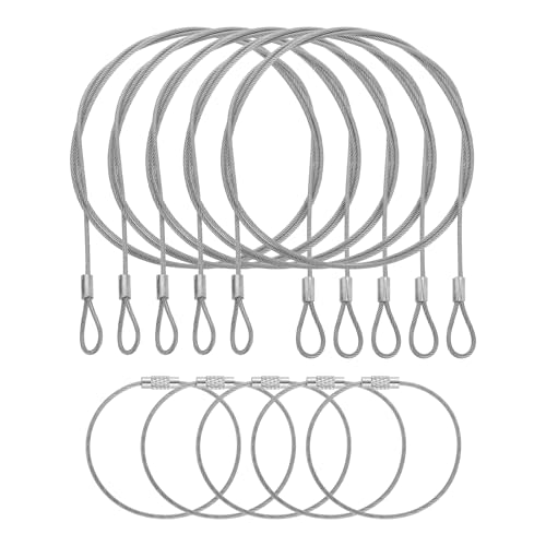 5 Set Double Loop Security Cable Lock (3.28 ft X0.08'') + Keychain Cable, Silver - color: Silver, size: 3.28 ft x 0.08 Inch