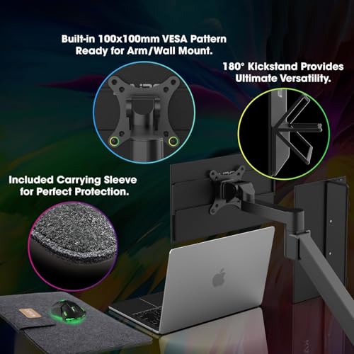 Kado Portable Monitor 15.6 Inch 1080p 100% sRGB Ultra-Slim Gaming Display | Laptop Monitor 1920x1080 180° Kickstand, Carrying Case for PC, Mac, Phone, Dex, Xbox, PS5, USB-C & HDMI Connectivity - size: 100% sRGB