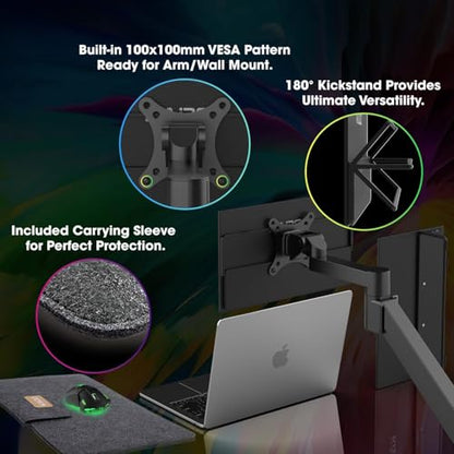 Kado Portable Monitor 15.6 Inch 1080p 100% sRGB Ultra-Slim Gaming Display | Laptop Monitor 1920x1080 180° Kickstand, Carrying Case for PC, Mac, Phone, Dex, Xbox, PS5, USB-C & HDMI Connectivity - size: 100% sRGB