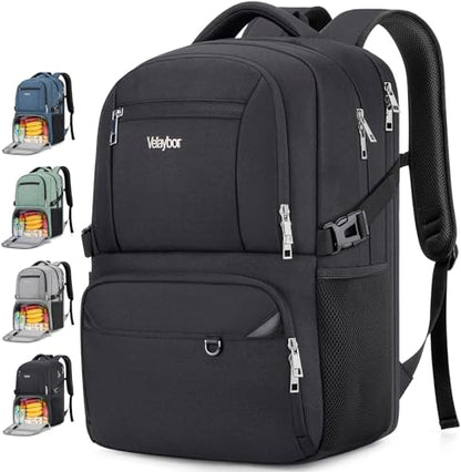 Insulated Lunch Backpack Fit 17" Laptop with Cooler Compartment | 2 In 1 Work Backpack with Lunch Box, Lunch Compartment, Water-Resistant, Lightweight, College Couputer Bag, Men & Women - color: Black