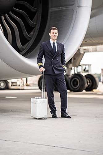 All Aluminum Lightweight 17” Premium Two Wheels Pilot Business Laptop Travel Luggage, Catalog Case with Laptop Sleeve and Built-In Removable Dividers, Rolling Laptop Bag for Men and Women (Onyx) - color: Black