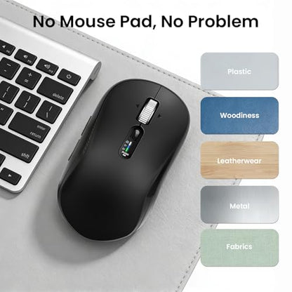 INFINMIND Wireless Bluetooth Multi-Device Mouse with 5 Programmable Buttons, 4-Way Navigation Scroll, 5 Level DPI, Quiet Click Mice Compatible with Computer, Laptop, PC, iPad, Tablet, MacBook.