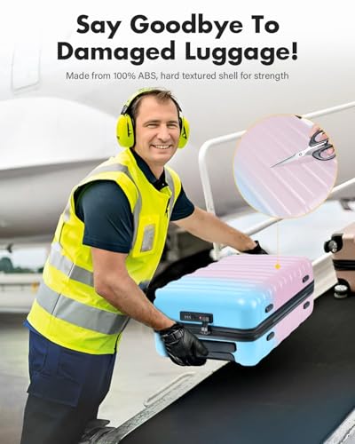 Lekesky 16 Inch Underseat Carry On Luggage Airline Approved, F-Cotton Candy | Durable ABS, Small Underseat Carry-on Luggage with TSA Lock Spinner Wheels, Personal Item Luggage Removable Wheels for Travel - color: F-Cotton Candy, size: 16 Inch