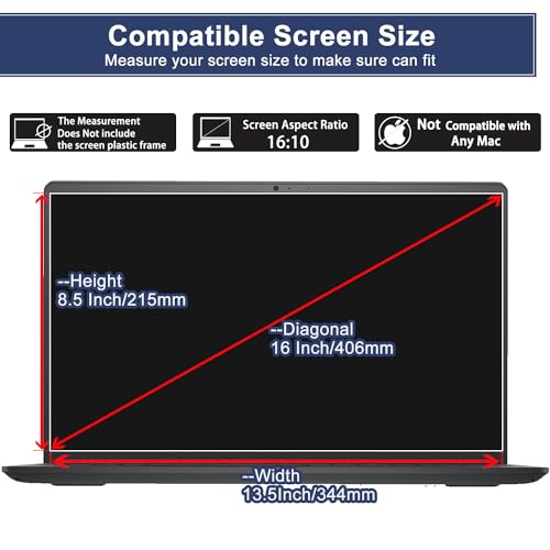 MUBUY-GOL 2 Pack 16" Laptop Tempered Glass Screen Protector for Lenovo HP Dell Acer Asus Samsung etc 16 inch Laptop-16:10 Aspect Ratio Laptop, High Definition Clear 9H,Bubble Free - size: 16"(16:10)