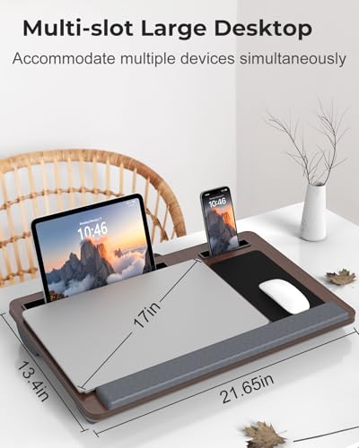 2 Pack Lap Desk Bundle, Cushioned Lap Pad & Adjustable Foldable Laptop Bed Tray, Fits Up to 17 Inch Laptops for Bed Couch Dorm
