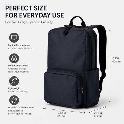 Laptop Backpack for Women & Men, 15.6" Laptop and Tablet Bag with Tumbler Holder – Lightweight, Durable Travel & Work Backpacks, Navy - color: Backpack 02 Navy Blue