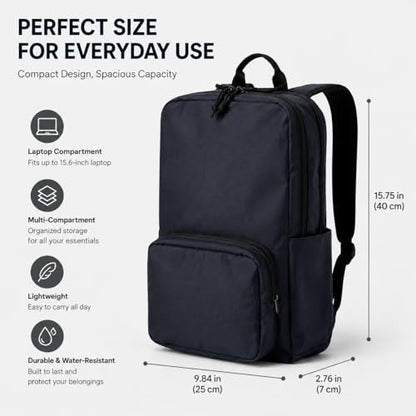 Laptop Backpack for Women & Men, 15.6" Laptop and Tablet Bag with Tumbler Holder – Lightweight, Durable Travel & Work Backpacks, Navy - color: Backpack 02 Navy Blue