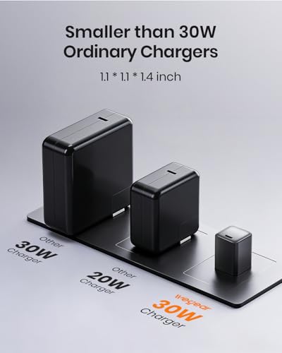 30W Compact Wall Charger, USB C Charger Block with GaN III Tech, PD3.0 PPS QC4.0 Fast Charging Foldable Power Adapter for iPhone 17 16 15, Galaxy, Pixel, iPad, AirPods (Black, 1 Pack) - color: Black, size: 1 Pack