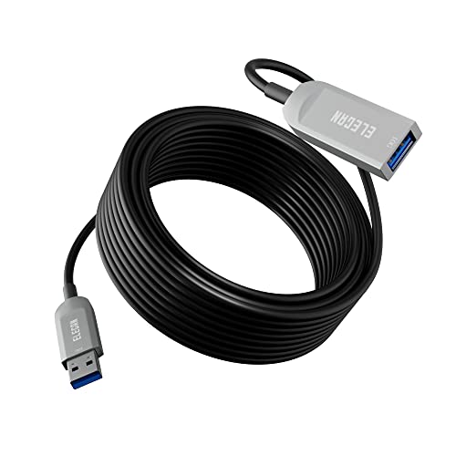 Elecan Active Optical USB 3.0 Extension Cable 100 FT Fiber Optic Type A Male to Female USB Extension Cord USB Extender 5Gbps Data Transfer for Webcam,Gamera, USB Hub, Keyboard, Hard Drive, Printer - size: 100FT