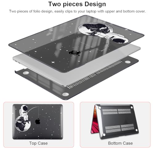 Compatible with MacBook Air 13 inch Case M1 A2337 A2179 A1932 Cover 2021 2020 2019 2018 Release with Retina Display & Touch ID, Crystal Black Pattern Plastic Hard Shell Case, Astronaut Earth - color: Astronaut Earth
