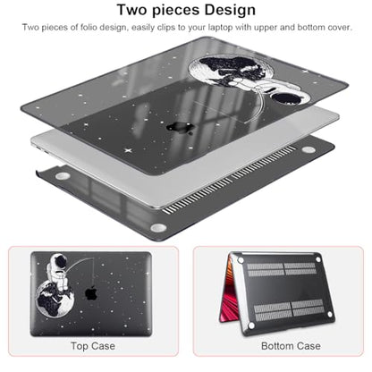 Compatible with MacBook Air 13 inch Case M1 A2337 A2179 A1932 Cover 2021 2020 2019 2018 Release with Retina Display & Touch ID, Crystal Black Pattern Plastic Hard Shell Case, Astronaut Earth - color: Astronaut Earth