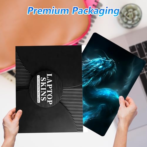 Universal Laptop Skin Sticker Decal with 2 Wrist Pad Skins, Waterproof Scratch Vinyl Cover for 11–15.6 Inch MacBook, HP, Dell, Lenovo, Cutable & Reusable,Glowing Blue Ice Dragon - color: Glowing Blue Ice Dragon