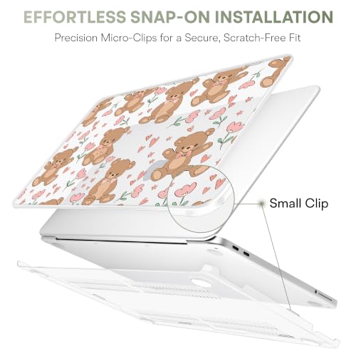 May Chen Compatible with MacBook Neo 13 inch Case 2026 Model A3404, Plastic Hard Shell,Keyboard Cover,Screen Protector,Dust Plug, for MacBook Neo 13" with A18 Pro Chip, Cute Teddy Bear - color: Cute teddy bear