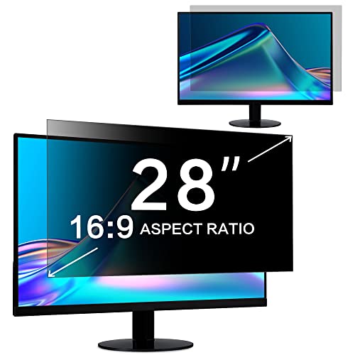 ZOEGAA 28 Inch Computer Privacy Screen Filter for 16:9 Widescreen Computer Monitor 24.4"x13.7" - Computer Screen Privacy Shield and Anti Blue Light Anti Glare Screen Protector - size: 28 in (16:9) privacy screen