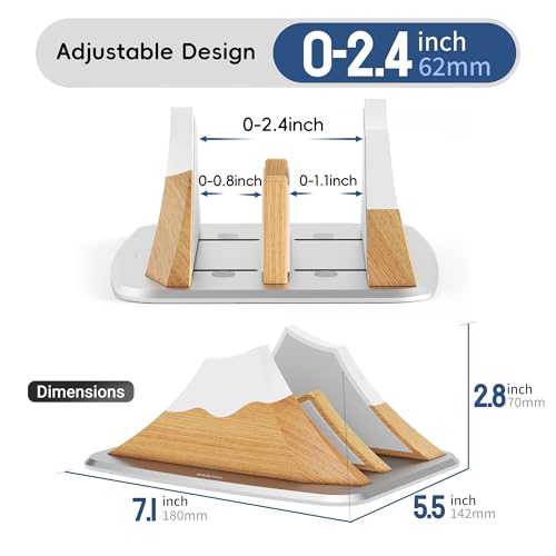 AFOOYO Vertical Dual Laptop Stand - Snow Peak-Shaped Wooden Adjustable Laptop Holder,2 Slots Desktop Dock Compatible with All MacBook, Surface,Chromebook,Dell & More(Beechwood) - color: Beechwood, size: Dual