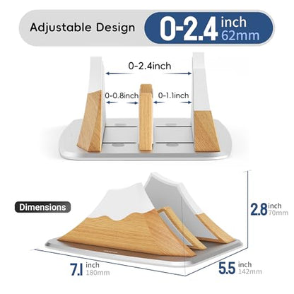 AFOOYO Vertical Dual Laptop Stand - Snow Peak-Shaped Wooden Adjustable Laptop Holder,2 Slots Desktop Dock Compatible with All MacBook, Surface,Chromebook,Dell & More(Beechwood) - color: Beechwood, size: Dual
