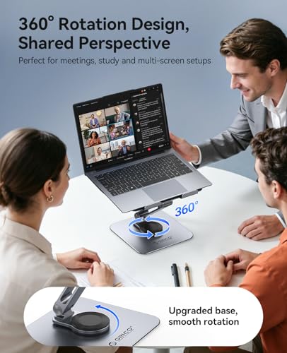 ORICO Adjustable Laptop Stand with 360° Rotating Base, Foldable Aluminum Alloy Laptop Riser for Desk, Compatible with MacBook Neo Air Pro, Dell, HP (Up to 17") - ST10, Gray - color: Gray