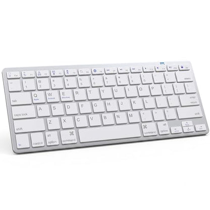Multi-Device Bluetooth Keyboard for Mac, iPad, iPhone & Windows - Wireless for iPad Pro 12.9/11, Air, Mini, MacBook, Surface, Android Tablet - Switch 3 Devices, Auto-Reconnect, White - color: White