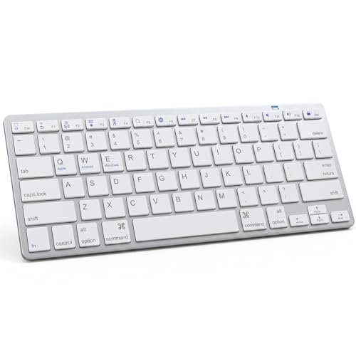 Multi-Device Bluetooth Keyboard for Mac, iPad, iPhone & Windows - Wireless for iPad Pro 12.9/11, Air, Mini, MacBook, Surface, Android Tablet - Switch 3 Devices, Auto-Reconnect, White - color: White