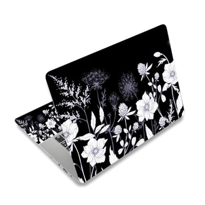 Laptop Skin Sticker Decal,12" 13" 13.3" 14" 15" 15.4" 15.6 inch Laptop Vinyl Skin Sticker Cover Art Protector Notebook PC (2 Wrist Pad Skins Included), Waterproof Removable, Black White Flower - color: Black White Flower