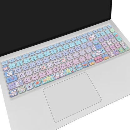 Keyboard Cover for Dell Inspiron 15 3000 5000 7000 3510 3511 3515 3525 3530 3535 5510 5515 5518 7510 15.6", Inspiron 16 7610, Vostro 15 3510 5510 5515, Latitude 3520, Cute Bunny - color: Cute Bunny
