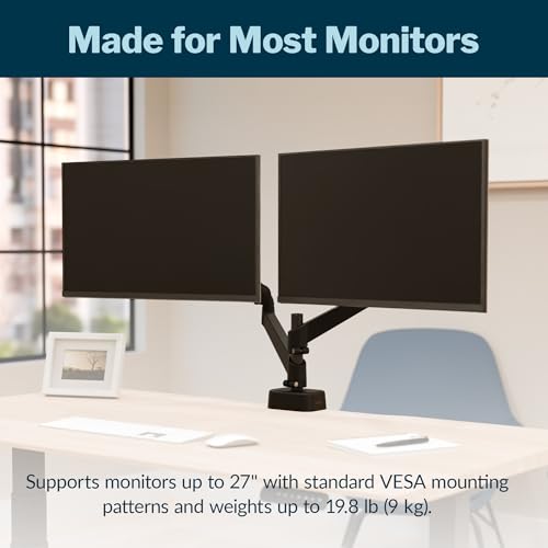 Vari Dual Monitor Arm Series 2 – VESA Compatible Monitor Mount for 2 Screens (27” & 19.8 lbs Each)– Adjustable 360° Rotation, Cable Management. Ergonomic Height Adjustment - size: Dual-Monitor Arm