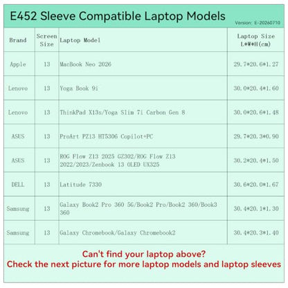 Smatree Elite Laptop Sleeve for 13 inch Apple/HP/Lenovo/DELL/Samsung | for 13 inch Apple MacBook Neo2026,HP Chromebook,Lenovo Yoga/ThinkPad,DELL Latitude,ASUS ProArt/ROG Flow,Samsung Galaxy(E452) - size: 13 inch/E452/Size: 31.7*21.2cm