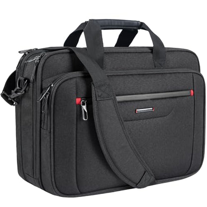 VANKEAN 17.3" Expandable Waterproof Laptop Briefcase for Travel & Business | Multi Functional Compartment,Padded Shoulder Strap,Convenient Luggage Strap,Water-Repellent Fabric,Padded Laptop Compartment - color: Black-red, size: 17.3 Inch