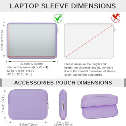 RAINYEAR 13 Inch Laptop Sleeve Compatible with 13.3" MacBook Air/Pro M1 M2 M3 M4 M5 A3449 A3240 A3113 A2681 A2338 Case Cover Bag with Front Pocket Accessories Pouch (Purple) - color: Purple, size: 13"