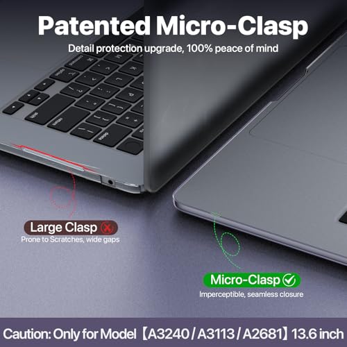 Soonjet Compatible with MacBook Air 13 inch Case, Crystal Clear Shell, Fits 2022-2026 M5/M4/M3/M2 A3449 A3240 A3113 A2681, Color-Matched Transparent Design for All MacBook Air 13.6 inch - color: Crystal Purple
