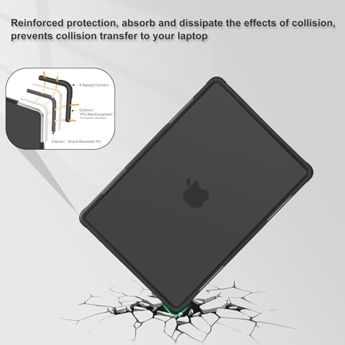 MOSISO Compatible with MacBook Air 13 inch Case M5 M4 M3 M2, Black | 4 in 1 Kit Anti-Crack Hard Shell with Kickstand for MacBook Air 13.6 inch Case 2026-2022 A3449 A3240 A3113 A2681 - color: Black